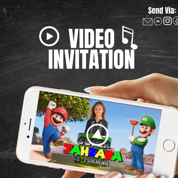 Birthday animated invitation|Mario video invitation| Birthday video invitation|animated invitation, Super invitation with photo