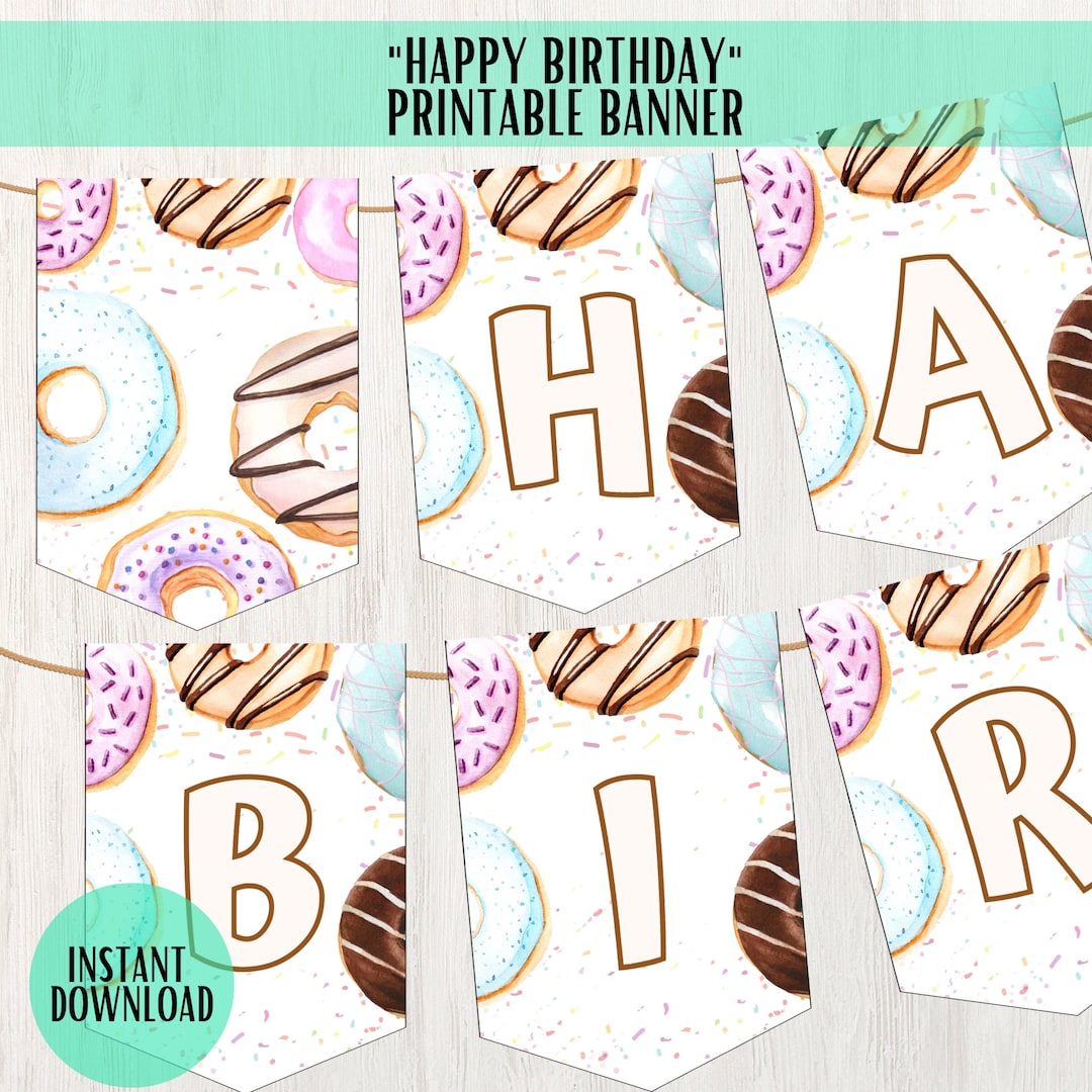 Donut Birthday Donut Happy Birthday Bannerdigital Donut Birthday ...