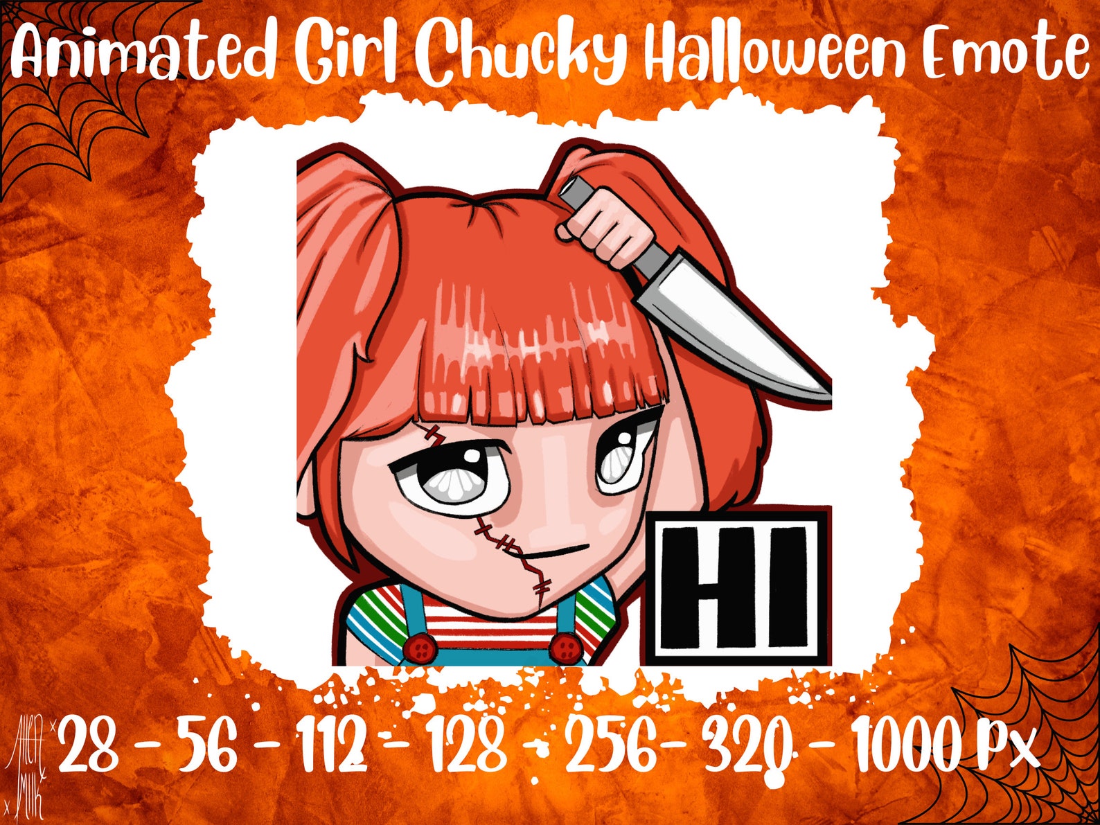 ANIMATED STATIC EMOTE Girl Chucky Hi Emote Halloween Emote Twitch Emote
