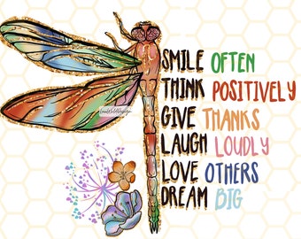 Dragonfly Positive Quote PNG: Motivational Sublimation Design (Digital Download)