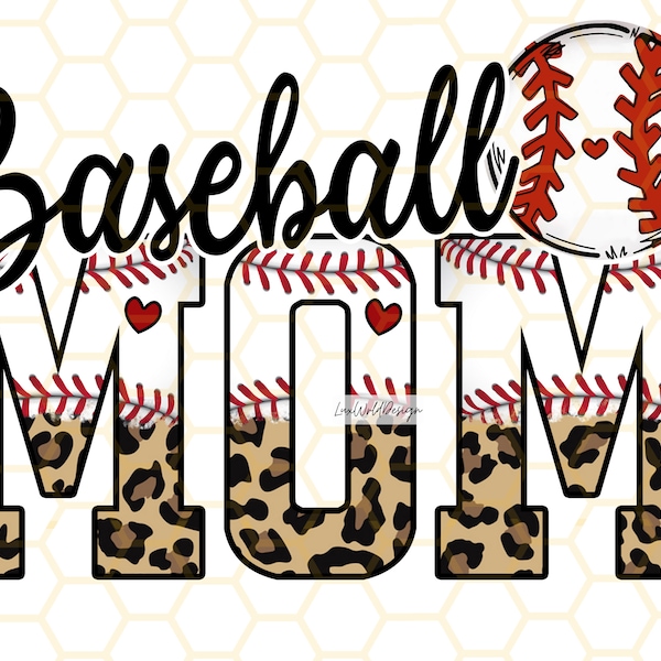 Baseball Mom PNG / Baseball Clipart / Baseball Mama png / Diseño de camiseta de béisbol / Estampado de leopardo png / Diseño de sublimación / Diseño digital