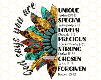 God Says You Are PNG | Faith Clipart | Sunflower Png | Sublimation Design | Digital Design Download | Bible Verse png | Religious Png