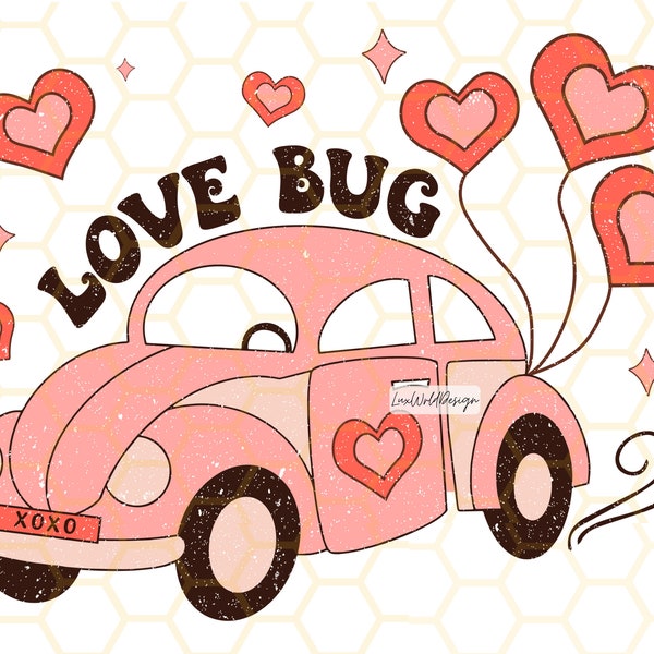 Love Bug PNG | Valentines Day png | Sublimation Design | Digital Design Download | Valentines png | Sublimate Designs | Retro png | Xoxo png