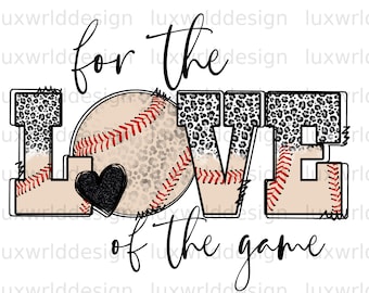 Baseball Love PNG: Leopard Print Clipart, Sublimation Design (Digital Download)