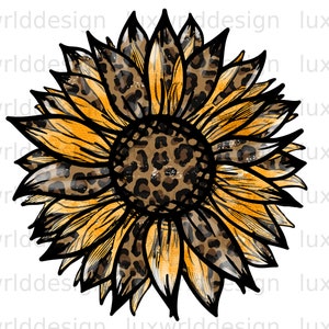 Leopard Sunflower PNG: Western Sublimation Design (Digital Download)