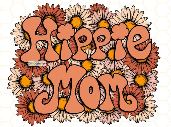 Hippie Mom PNG: Floral Peace Sign Sublimation Design (Digital Download)
