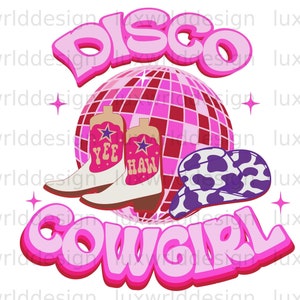 Disco Cowgirl PNG: Western Sublimation Design (Digital Download)