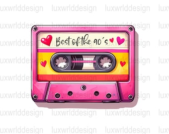 90s Cassette Tape PNG: Retro Sublimation Design (Digital Download)