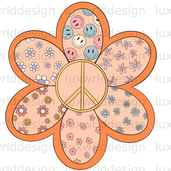 Hippie Flower Peace Sign PNG | Hippie png | Hippie Soul png | Hippie Sublimation Design | Digital Download | Peace Sign png | Little Hippie