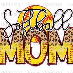Softball Mom PNG: Leopard Print Sublimation Design (Digital Download)