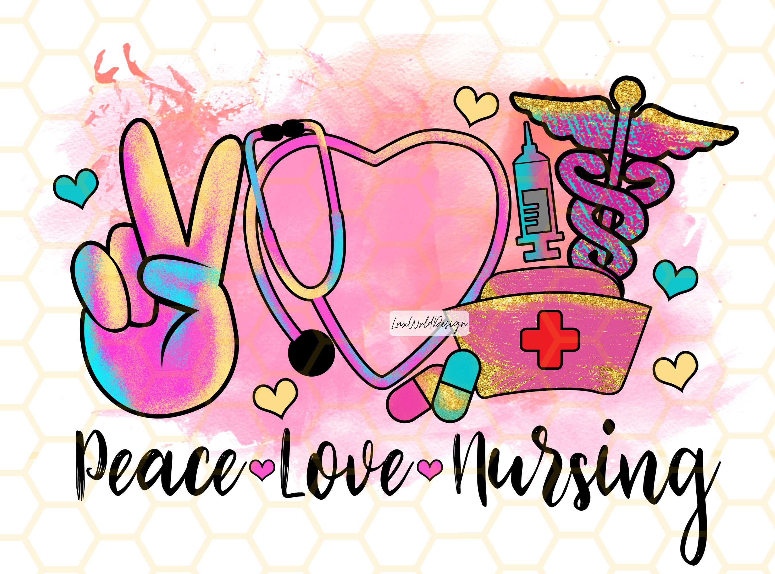 Peace Love Nursing PNG Nurse png Nurse Clipart Nurse Sublimation