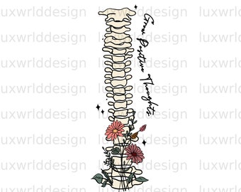 Flower Spine PNG: Positive Thoughts Sublimation Design (Digital Download)