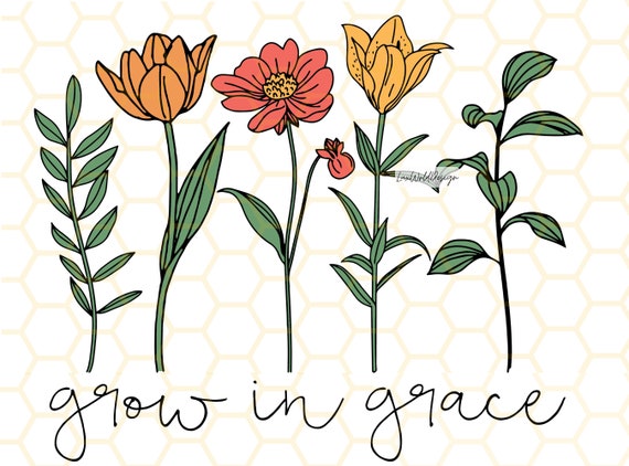 Grow In Grace PNG | Positive png | Inspirational png | Self Love png | Motivational png | Sublimation Design | Digital Design | Retro png
