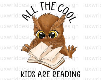 Reading Owl PNG | Kids Sublimation Design (Digital Download)
