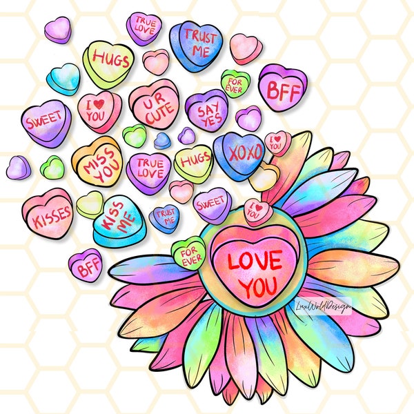 Love You Sunflower PNG | Valentines Day png | Sublimation Design | Digital Design Download | Valentines png | Sublimate Designs