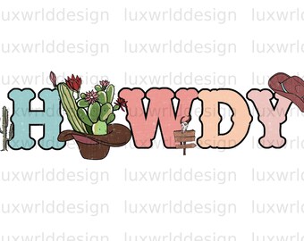 Howdy Western Design: Kaktus Cowboy PNG (Digital Download)