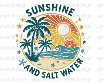 Sunshine Salt Water PNG: Summer Beach Design (Digital Download)