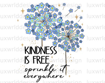 Kindness Dandelion PNG: Positive Quote Sublimation Design (Digital Download)
