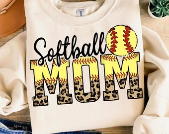Leopard Softball Mom PNG: Sublimation Design (Digital Download)