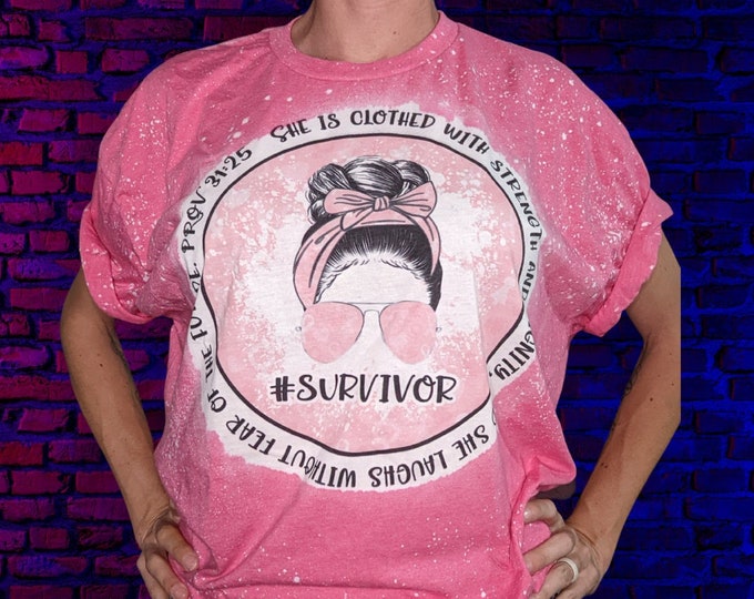 Breast Cancer Survivor Awareness T-Shirt Bleached