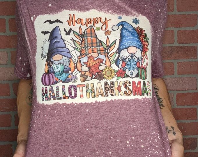 Happy Hallothanksmas Gnomes T-Shirt | Halloween | Thanksgiving | Christmas