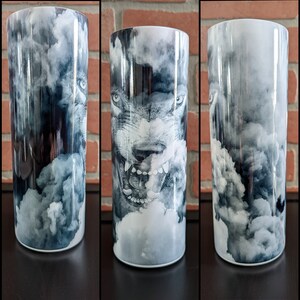 Wolf in smoke tumbler