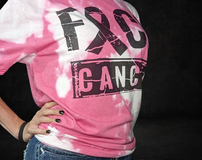 Fuck Cancer T-Shirt Bleach Tie Dye for Men and Women | Breast Cancer Awareness | Survivor