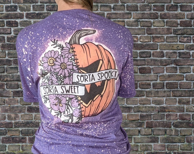Kinda Sweet, Kinda Spooky Bleached Purple T-Shirt