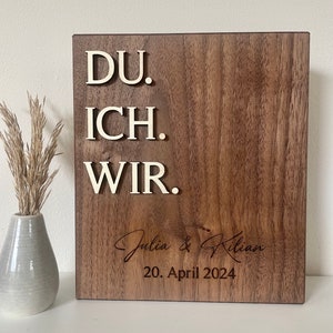Hochzeitstag Hochzeitsgeschenk Nussbaum Jahrestag Holzschild personalisierte Geschenkidee Geschenk zur Hochzeit Bild 4