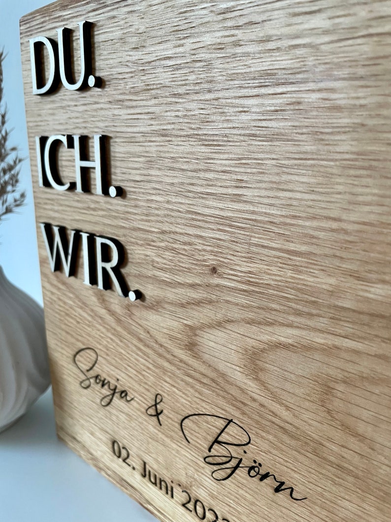 Hochzeitstag Hochzeitsgeschenk Jahrestag Holzschild personalisierte Geschenkidee Geschenk zur Hochzeit Geburtstagsgeschenk Frau Bild 5