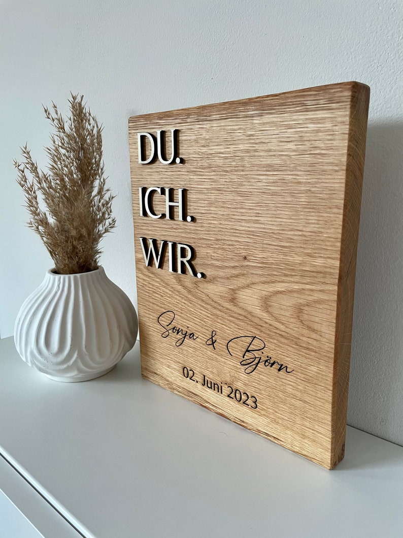 Hochzeitstag Hochzeitsgeschenk Jahrestag Holzschild personalisierte Geschenkidee Geschenk zur Hochzeit Geburtstagsgeschenk Frau Bild 1