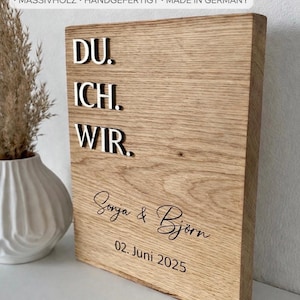 Regalo di nozze personalizzato in legno – Cartello YOU ME WE con nomi e data – Regalo di nozze per gli sposi – Cartello in legno inciso