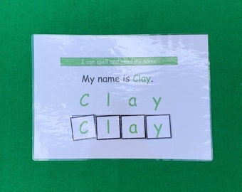 Personalised - I can spell and read my name - Learning Activities Hook and Loop Busy Book Interactive Learning Teacher Resources Matching
