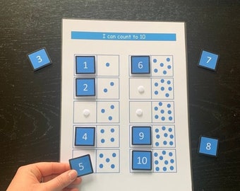 I can count to 10 - Learning Activities Hook and Loop Busy Book Child Interactive Learning Teacher Resources Matching Game