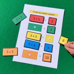 I know my doubles - Learning Activities Hook and Loop Busy Book Child Interactive Learning Teacher Resources Matching Game