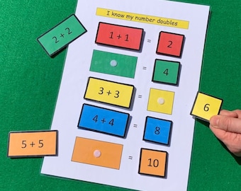 I know my doubles - Learning Activities Hook and Loop Busy Book Child Interactive Learning Teacher Resources Matching Game