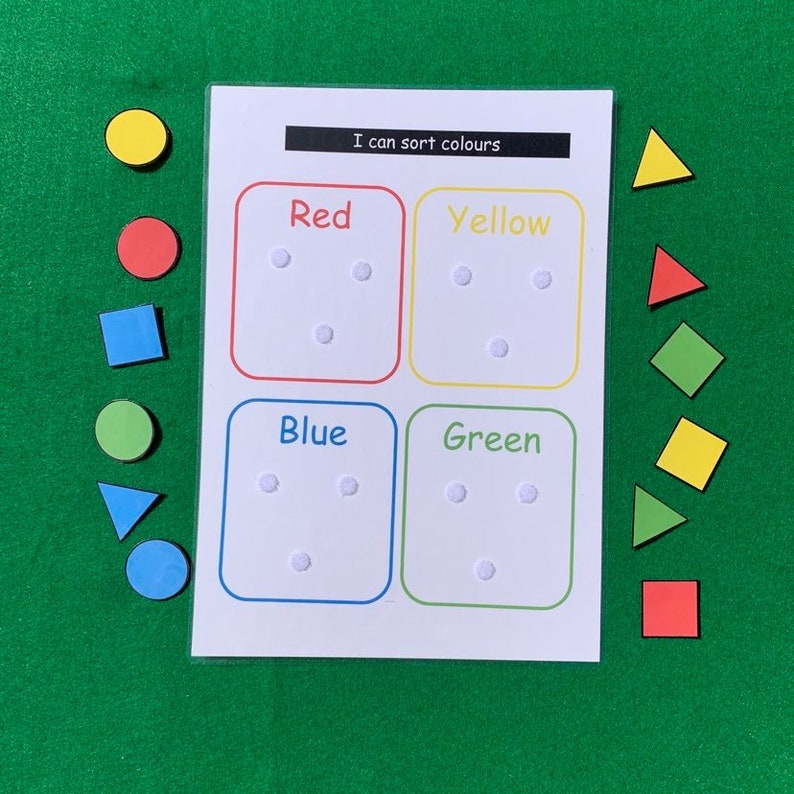 I Can Sort Colours - Learning Activities Hook and Loop Busy Book Child ...