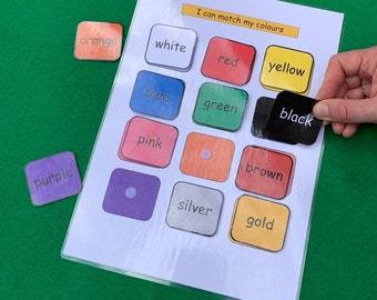 I can match my colours - Learning Activities Hook and Loop Busy Book Child Interactive Learning Teacher Resources Matching Game