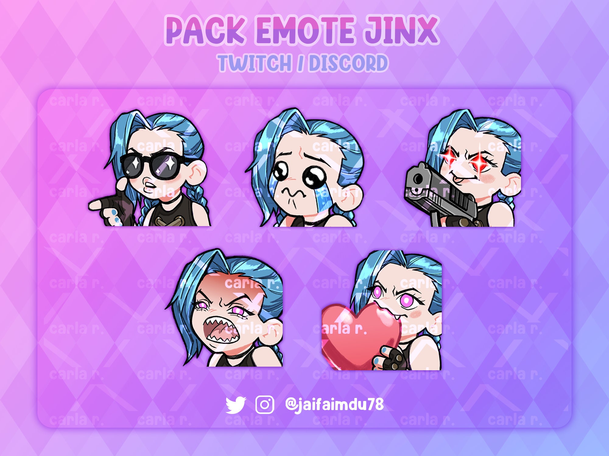 Emotes Jinx Arcane League of Legends Twitch Discord Etsy