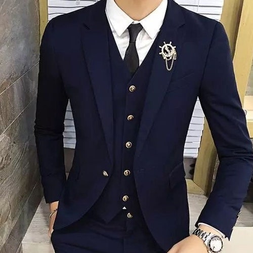 Men Suits Black 3 Piece Slim Fit One Button Wedding Groom - Etsy