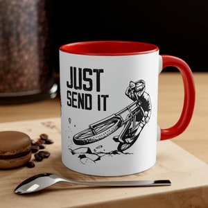 USA Shipping - NEW &quot;Just Send It&quot; Mountain Bike Mug/Cup - MTB Gift - Mountain Biking