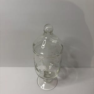 Princess House Heritage Etched Crystal Apothecary Footed Candy Jar w/Lid 8 1/2”