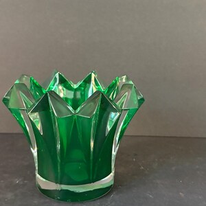 Mikasa Skyline Emerald Green Crystal 4 1/2&quot; Votive Candle Holder Czech Republic