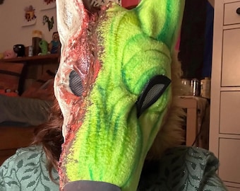 Green Zombie Skulldog Furry / Fursuit Mask!