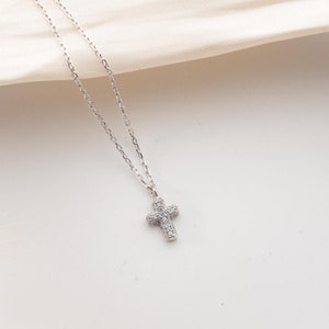 Christian Cross for Women, 14K Gold Cross Necklace, Dainty Cross Pendant, 925 Sterling Silver Cross Necklace, Christian Jewelry Gifts