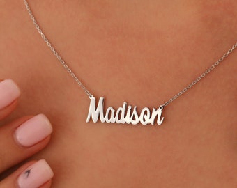 Gold Name Plate Necklace, Gifts for Best Friend, Personalized Gifts for Her, Personalized Jewelry For Daughter, Christmas Gifts for Mom