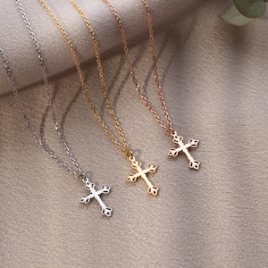 Cross Necklace Women, Gold Cross Necklace, Silver Cross Necklace, 14K Solid Gold Cross, Dainty Cross Necklace for Women, Gold Cross Pendant