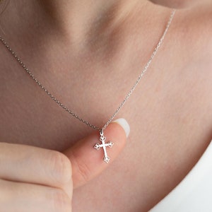 925 Sterling Silver Cross Necklace for Women, 14K Solid Gold Cross Pendant, Tiny Dainty Cross, Christian Thanksgiving Gifts, Christmas Gifts