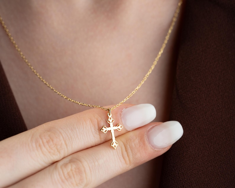 Cross Necklace Women, Gold Cross Necklace, Silver Cross Necklace, 14K Solid Gold Cross, Dainty Cross Necklace for Women, Gold Cross Pendant