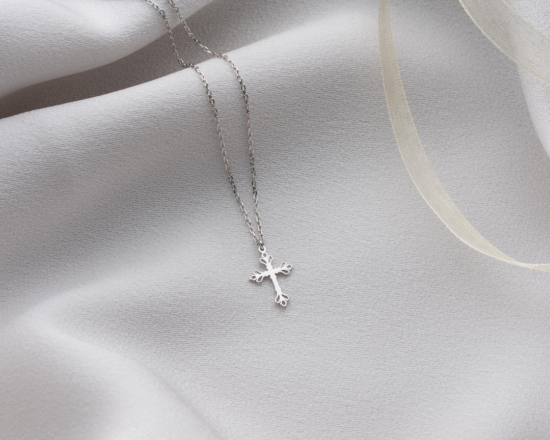 925 Sterling Silver Cross Pendant Necklace, Simple Cross Jewelry Gift for Women